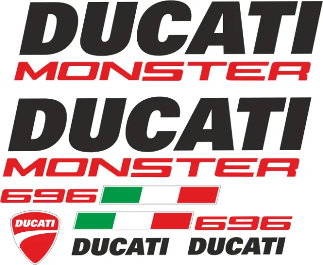 Ducati monster 696 Replica DECALS stickers ducati monster Black/red
