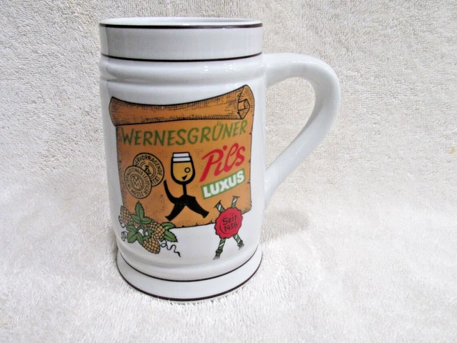 RARE VTG East German Lippelsdorf GDR Crown WERNESGRUNER PILS LUXUS Beer Stein