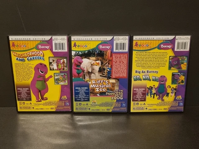 BARNEY DVD BUNDLE X 3 NTSC Region ALL Riff's Musical Zoo No,No,No Big ...