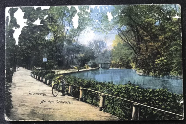 sehr alte PK Polen - von 1918 - Bromberg 85-001 „An den Schleusen“