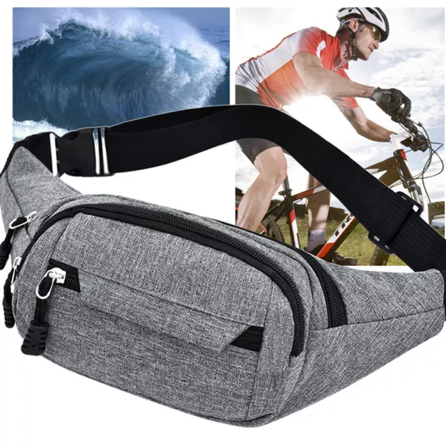 Waterproof Men Women Canvas Fanny Pack Waist Bum Bags Pouch Wallet Money Belt