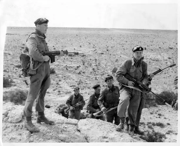 Troops Infantry Excercise In Western Desert Libya 1955 Old Photo