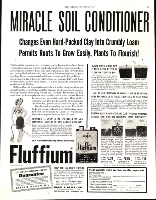 Fluffium Lawn Print Ad Original Rare Vtg 1952 nostalgic d4