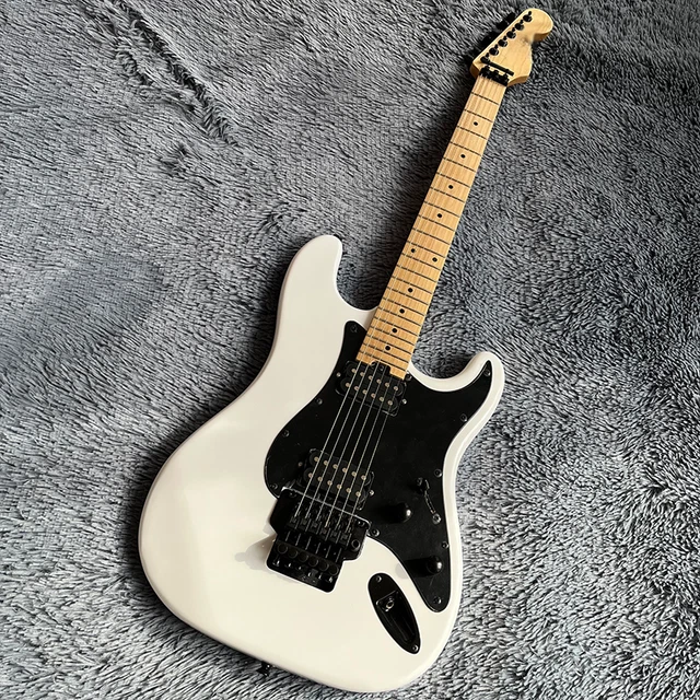 Classic electric guitar, quality vibrato system black pickguard HH pickup