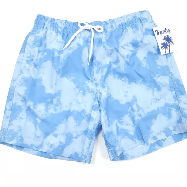 Trunks Surf & Swim Co. Sano Cloudy Tie Dye Swim Shorts in Dusty Blue Mens Small