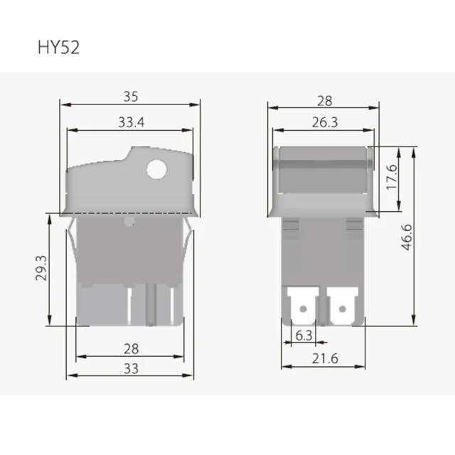 Interrupteur à bouton électrique fiable HY52 250V 12A 5 broches pour une utili