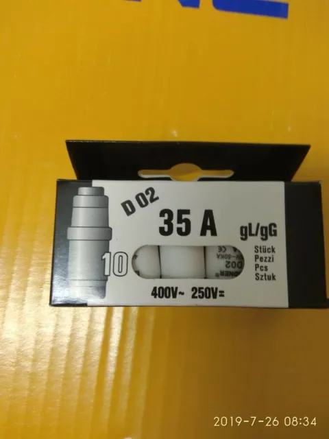 10/boîte LINDNER Neozed Fusible D 02 --35A 400V-50KAפקק חברת חשמל נאוזד L...
