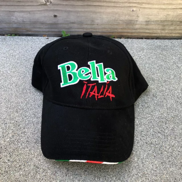 TASTE OF ITALY Bella Italia Baseball Hat Men's Black Adjustable Cap Embroidered
