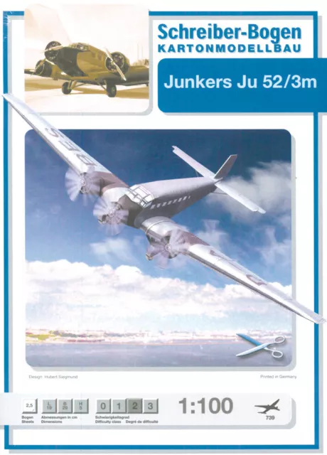 Kartonmodell Junkers Ju 52/3 m 1:100 Schreiber Bogen
