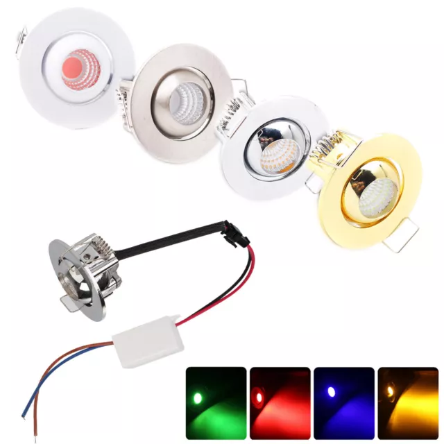 Dimmable Mini 3W COB LED Recessed Downlight Ceiling Red Green Blue Lamp Bulb