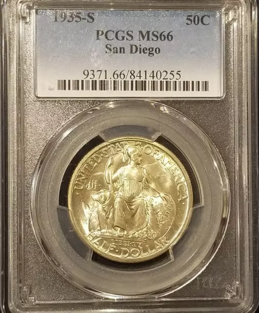 :1935-S S50C San Diego Commemorative Cal Pac Expo PCGS MS-66 Pop R-2 High-Grades