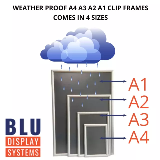 Weather Proof Snap Frame - Silver 25mm Frame IN 4 SIZES FROM A1 TO A4