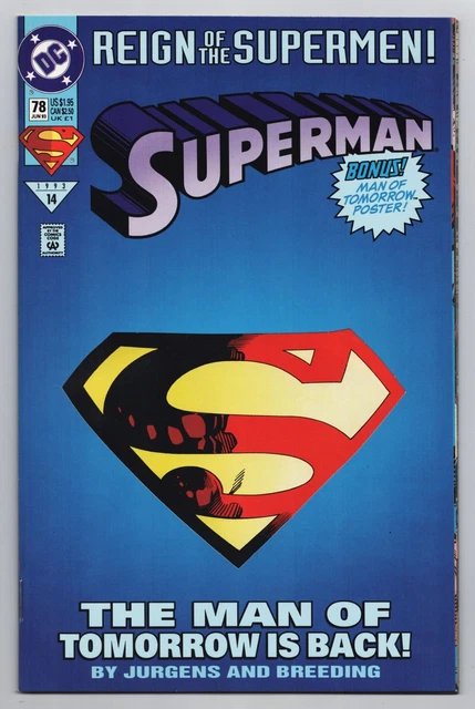 Superman #78 Die-Cut Cvr | Reign Of The Supermen (DC, 1993) VF/NM