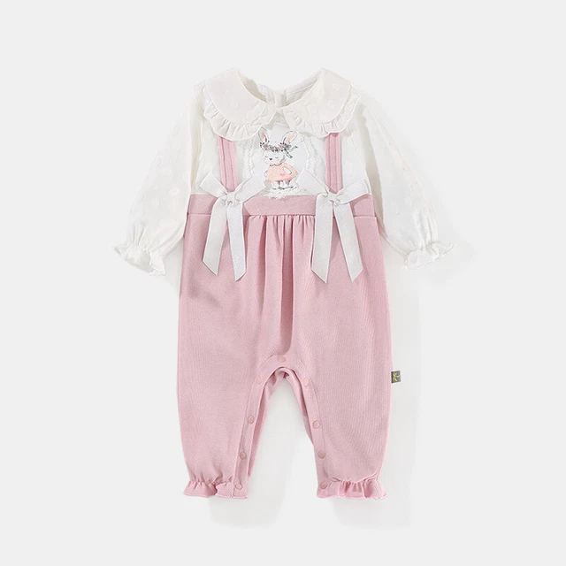 2022 Neonato Coniglio Pizzicotto Bambino Babygrows Bambine Pizzo Abiti In Cotone Outfit Top