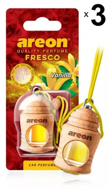 3 x Areon Fresco Vanilla Car Aroma Profumo Deodorante Fragranza Albero del...