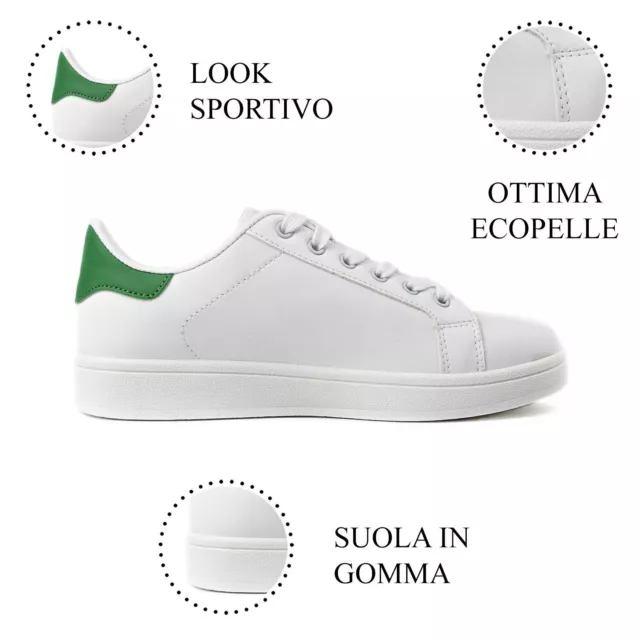 Scarpe Da Ginnastica Uomo Donna Pelle PU Running Passeggio Tipo Stan Smith T39 2