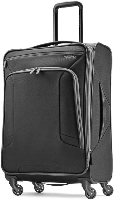 4 Kix Expandable Softside Luggage with Spinner Wheels, Black/Grey, Checked-Mediu