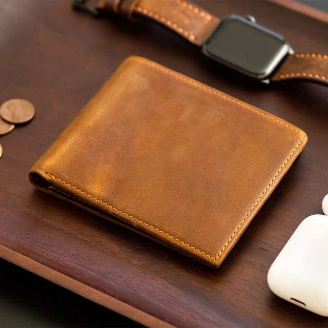 Mens Slim Front Pocket Wallet Genuine Leather ID Credit Card Holder Christmas
