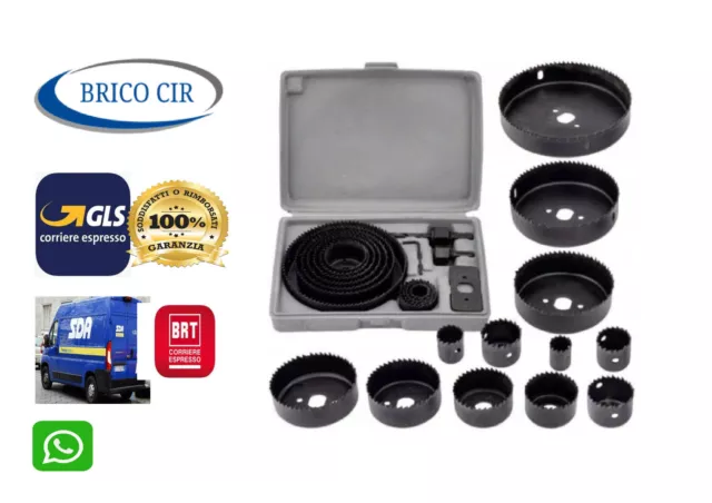 Kit 16 Frese Punte Trapano Sega A Tazza Corona Per Forare Fori Legno Cartongesso