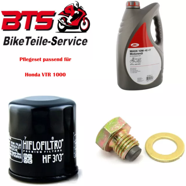 Sparset 4L Öl, Filter, Ablassschraube passend für Honda VTR 1000 ccm 39