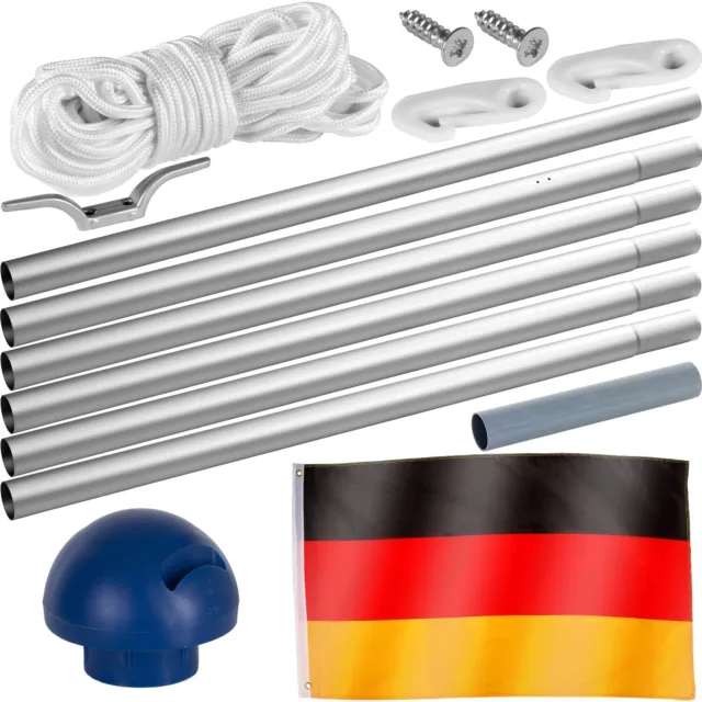 FLAGMASTER® Aluminium Fahnenmast 6,5m Alu Flaggenmast Deutschland Fahne Flagge 2