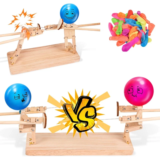 BALLOON BAMBOO MAN Battle Bamboo Man Fight Game Mit 50 Ballnoons Handmade Wood EUR 23,03