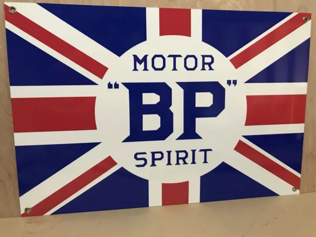 BP motor spirit 18x12 advertising garage man cave oil gasoline british racing