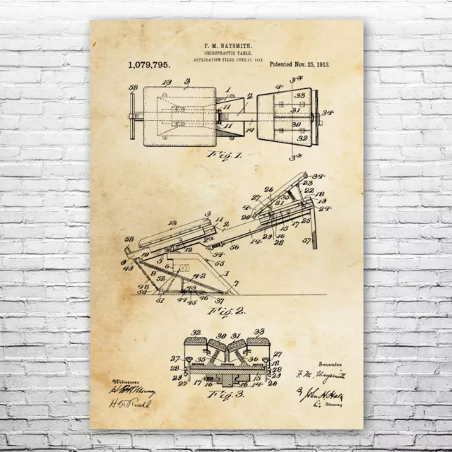 Chiropractic Table Patent Poster Print 12 SIZES Chiropractor Gift Student Gift