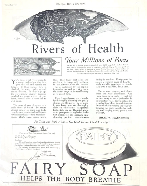 Vintage FAIRY SOAP Rivers of Health For Pores 1922  Magazine Print Ad BF13