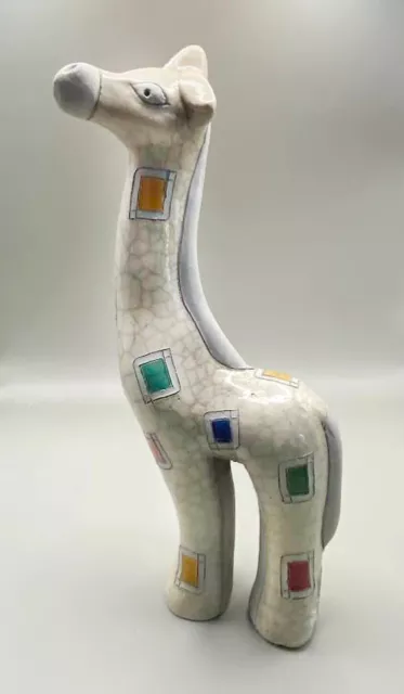 Raku Pottery South African Hand Made By Artisans Hand Painted Giraffe  Ex. Cond.