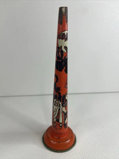 Vintage Halloween Tin Metal 1950's Noisemaker Horn US METAL TOY MFG