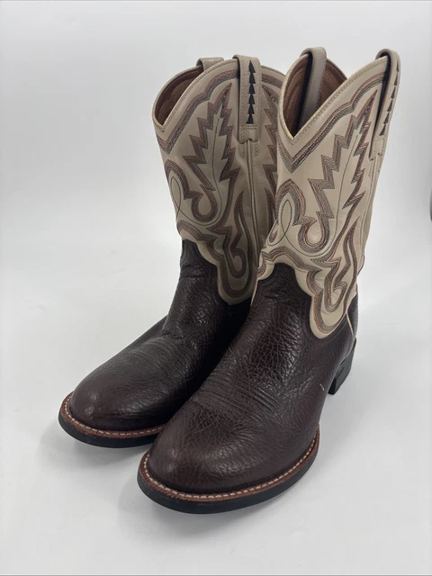 ARIAT COBALT XR BROWN & IVORY LEATHER ROUND TOE COWBOY BOOTS us 9.5D uk 8.5M n Ariat Boots Cobalt | eBay main image 3