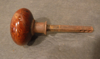 Vintage Antique Brown Porcelain Doorknob With Spindle 2.25" Diameter