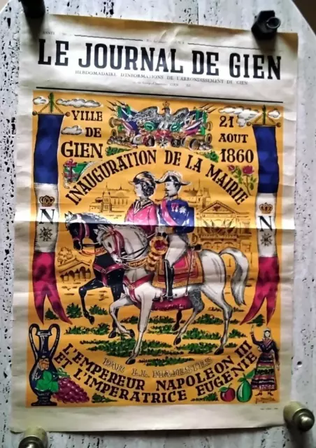 AFFICHE ancienne FESTIVAL "Ville de Gien Fêtes du Centenaire" Août 1960