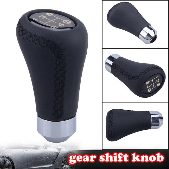 1x Universal 5-Speed Leather Auto Car Manual Shift Knob Gear Stick Shifter Lever