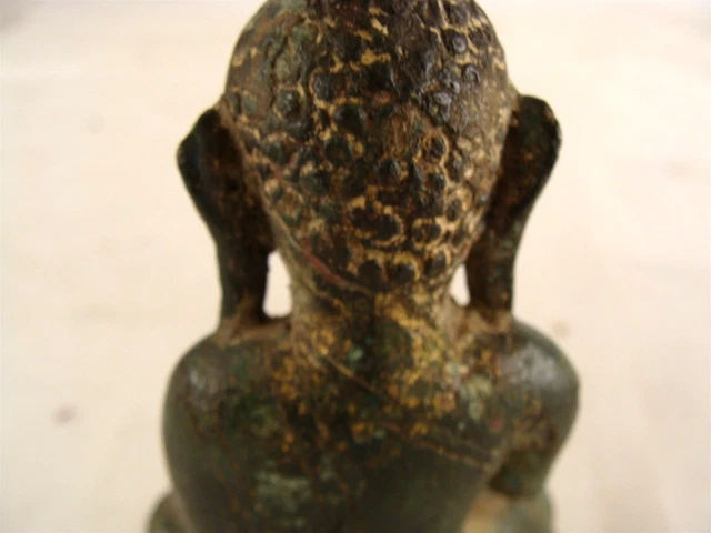 Antique 19C Burmese Bronze Seated Buddha Figure 6