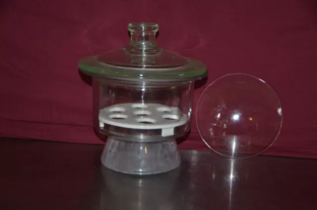 6" ID Glass Scheibler Non Vacuum Desiccator 150mm Coors Plate Pyrex Convex Glass