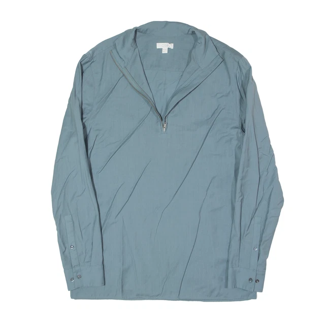 COS 1/4 Giacca Pullover Cerniera Blu Lana Uomo S