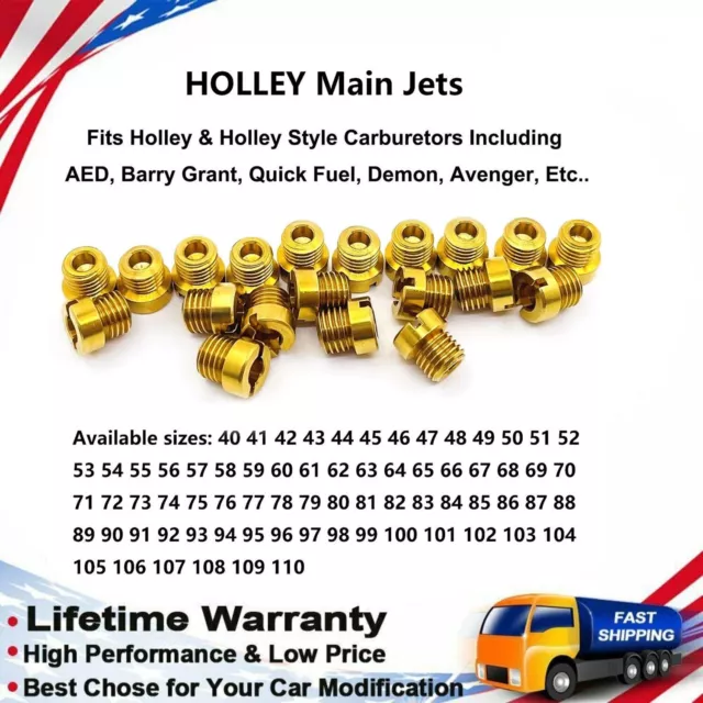 Holley Carburetor MAIN JETS KIT Holly size 40-110 1/4-32 CHOOSE ANY SIZE 20 PACK