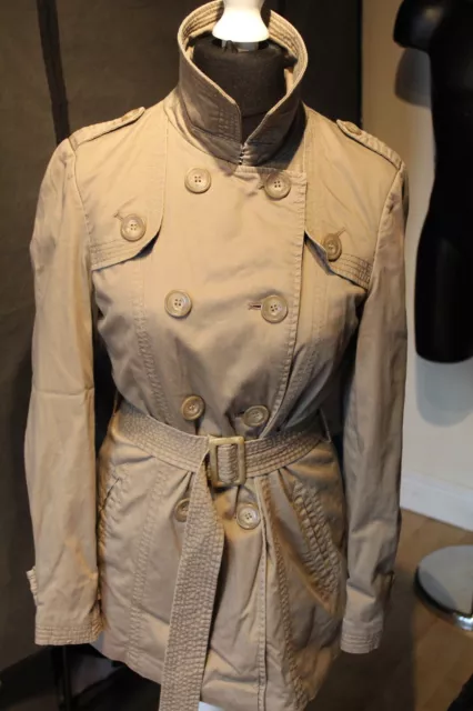 John Lewis ladies short trench coat / mac - Size 10 - Karki button + belt up 