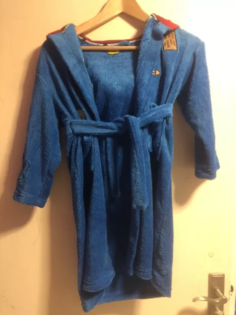 Abito con cappuccio blu Paddington Bear design grafico in pile taglia 5-6 anni