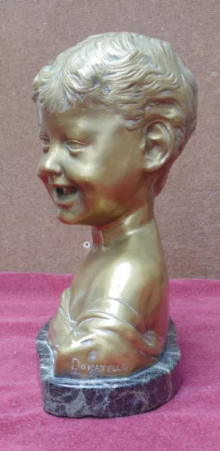 rare antique large bronze children laughing signed DONATELLO + suse frs very good condition 3