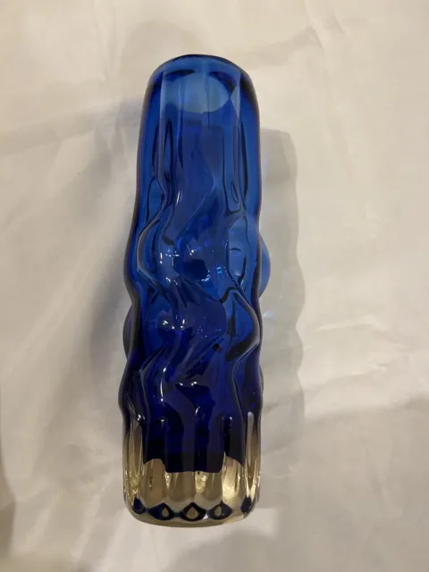 Blue Brain/Cage Vase Pavel Hlava Novy Bor Borske Sklo Glassworks For Crystalex