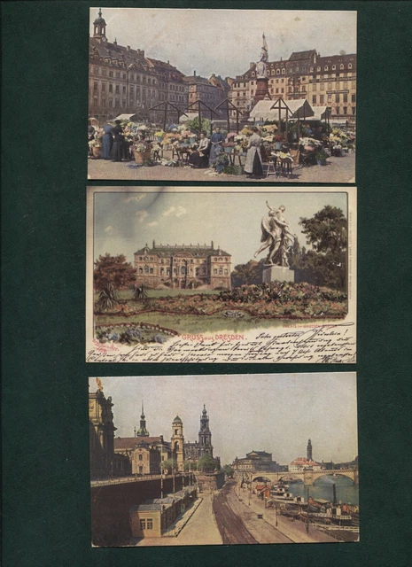 Fünf alte Ansichtskarten aus Dresden, antik, Blumenmarkt, Photos, Sachsen,