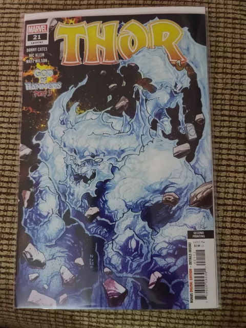 Thor #21 2nd printing Klein variant God Of Hammers Part 3 Mjolnir Marvel Comics