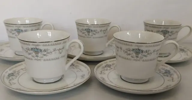 Wade Diane Cups & Saucers Fine Porcelain China Japan Set For 5 - FREEPOST UK ✅