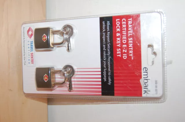 New Embark Travel Sentry Certified e-z id lock and key set 2 locks travel