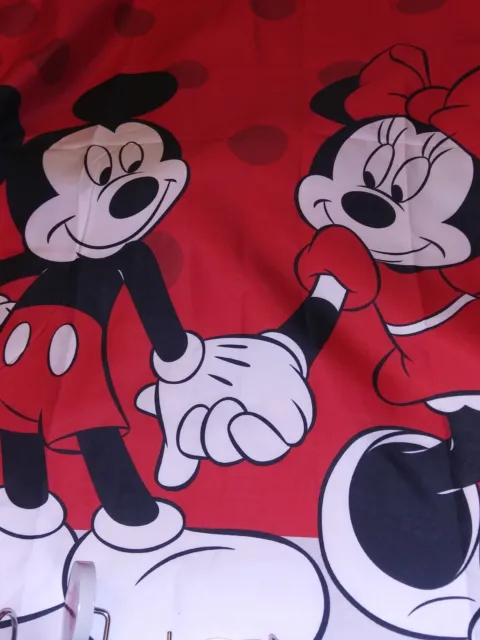 Disney Minnie & Mickey Mouse Red Shower Curtain & Matching Hooks Set New