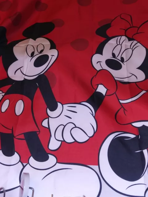 Disney Minnie & Mickey Mouse Red Shower Curtain & Matching Hooks Set New