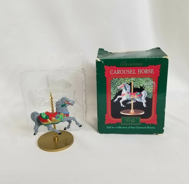 VINTAGE 1989 HALLMARK Christmas Carousel Horse Holly 2nd in Collection